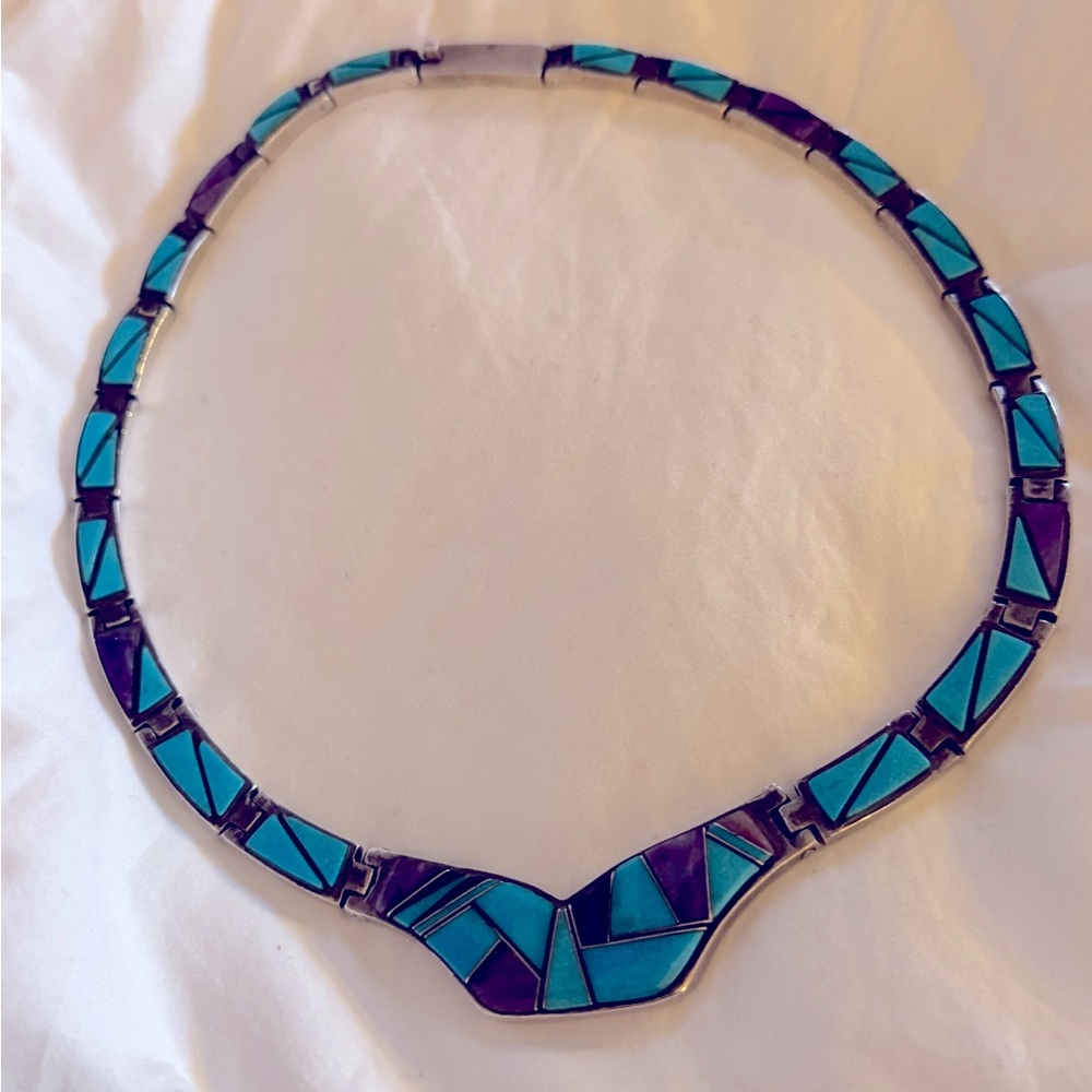 Turquoise/Inlayed/Blue/purple- Calvin Begay - Native American Navajo designer.
